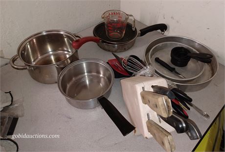 Cookware, knife set and  utensils